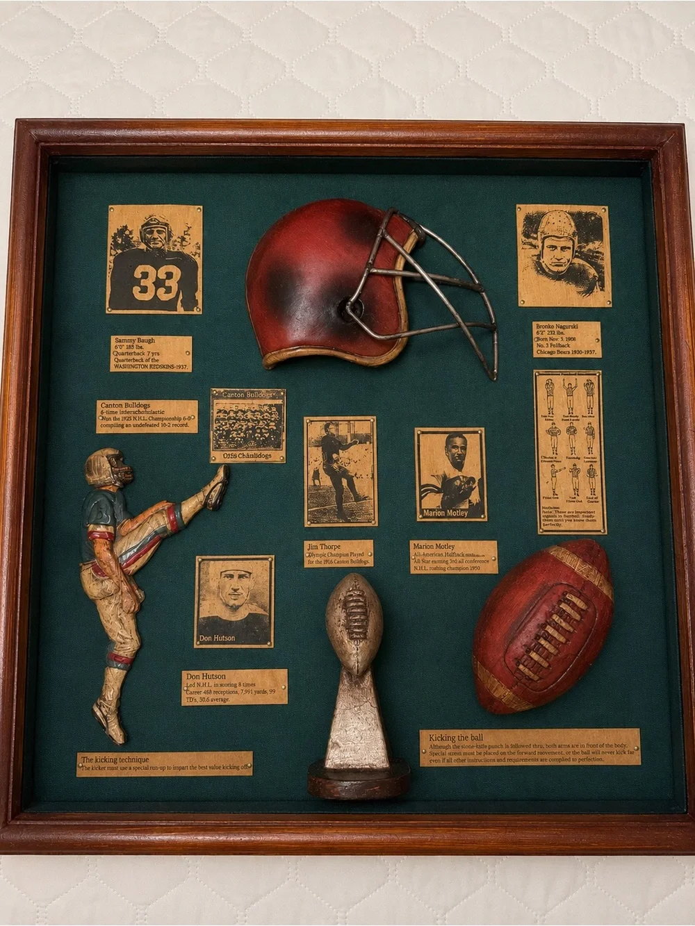 Vintage Football Memorabilia Shadow Box